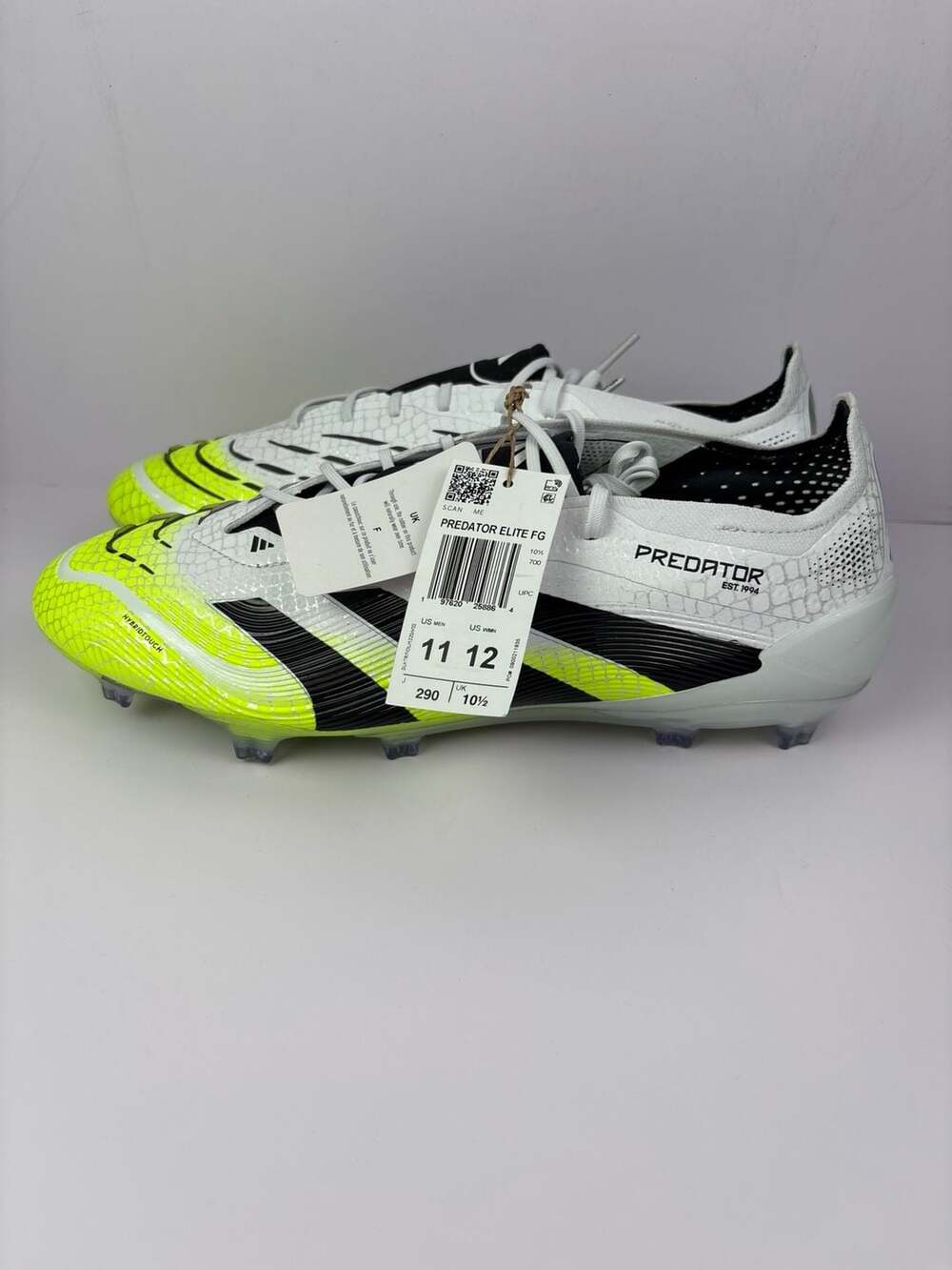Adidas Predator Elite FG Soccer Cleats White Black Yellow Size US Men 11